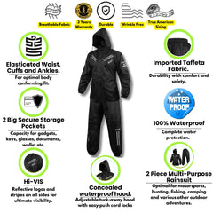BYKR rain suit jacket back view with logo and full upper body protection