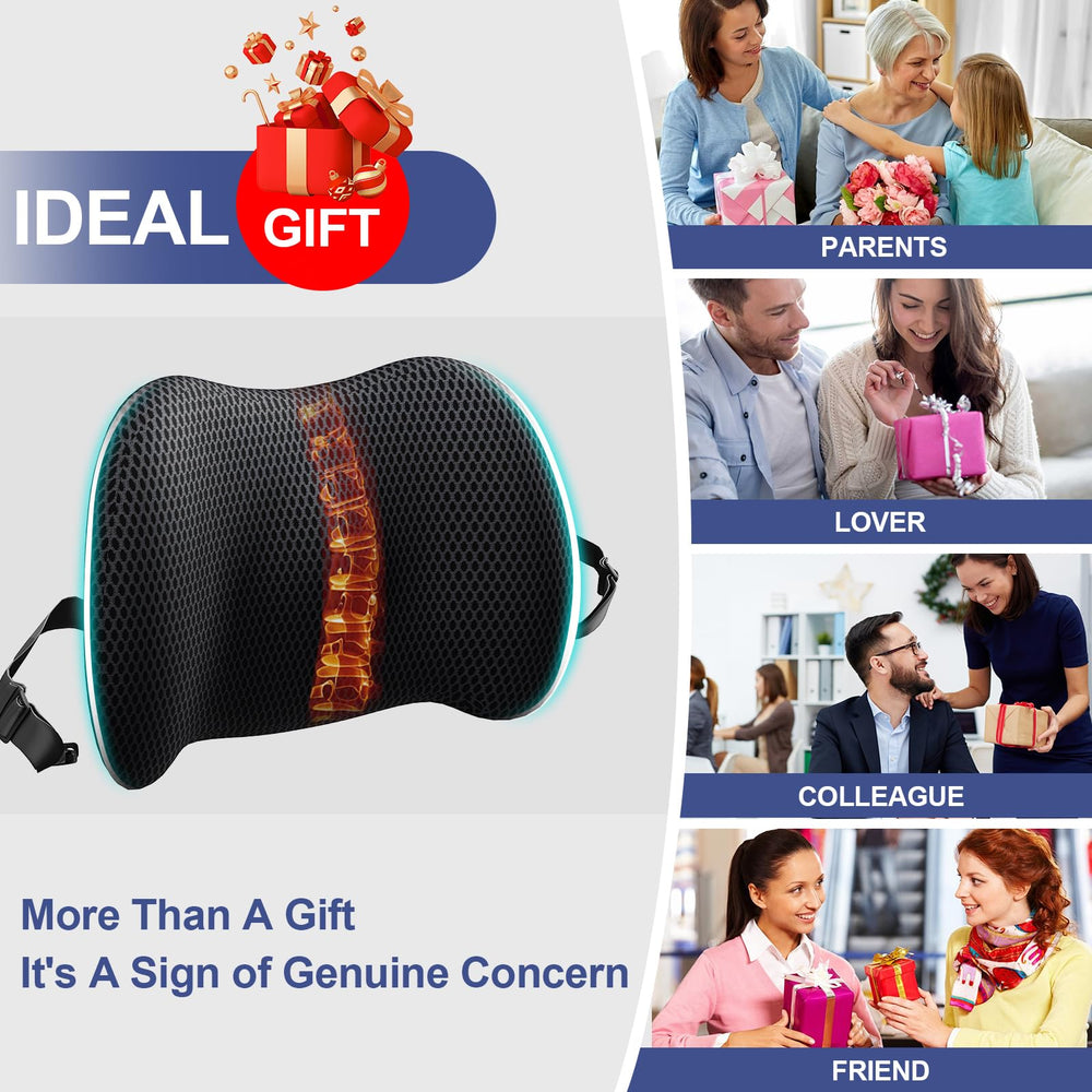 BYMECOST adjustable-strap lumbar pillow stays securely in place for steady posture