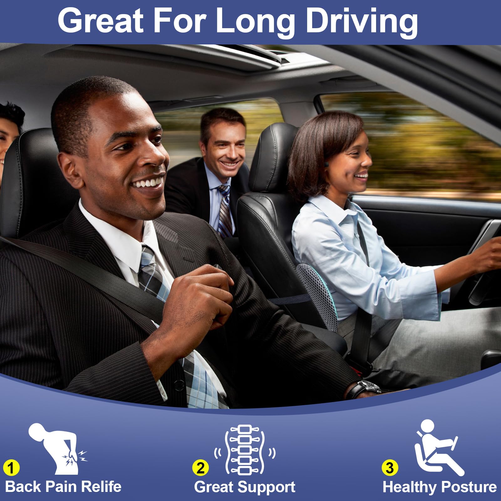 BYMECOST ergonomic back support with straps stays secure during driving