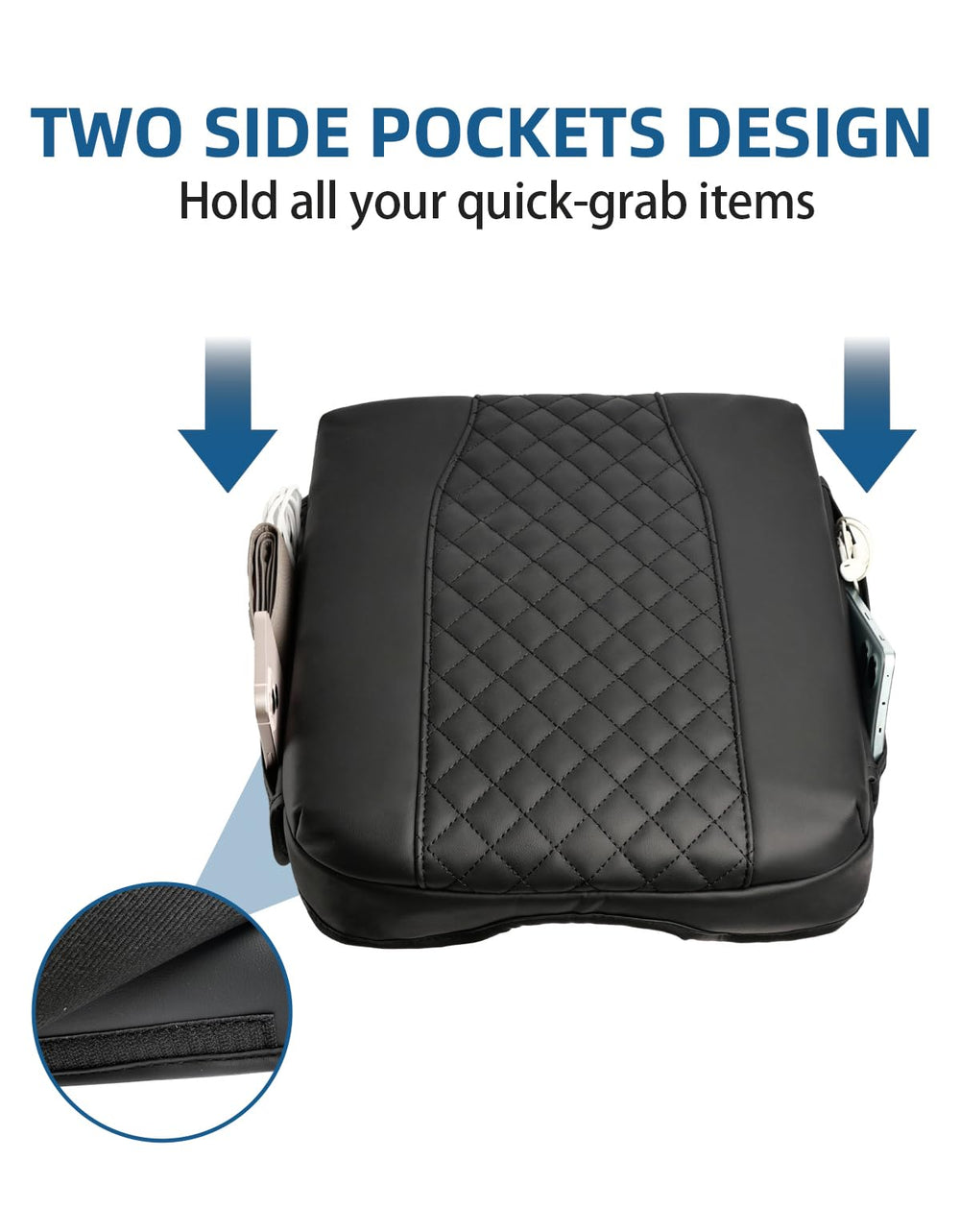BystralX console cover in Tahoe/Suburban cabin with side pockets for quick access