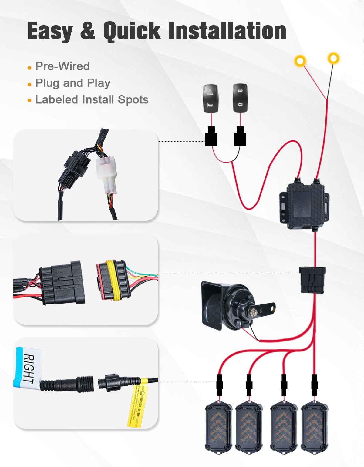 BystralX 2000LM LED beads deliver bright signaling day and night.