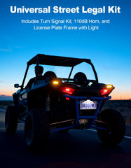 BystralX license plate holder with light enhances rear signaling.