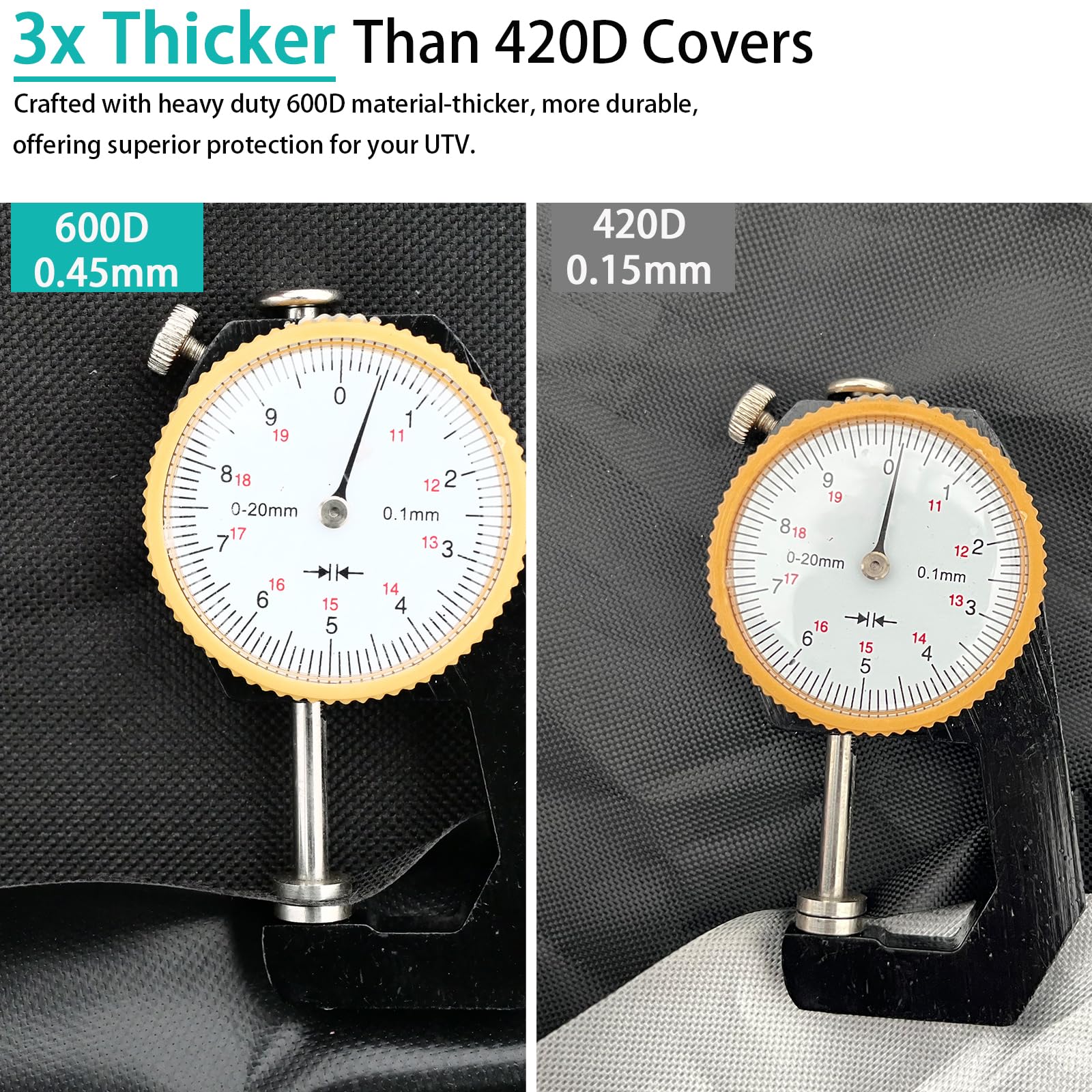 BystralX heavy-duty 600D fabric shields against tears and abrasions during outdoor storage.
