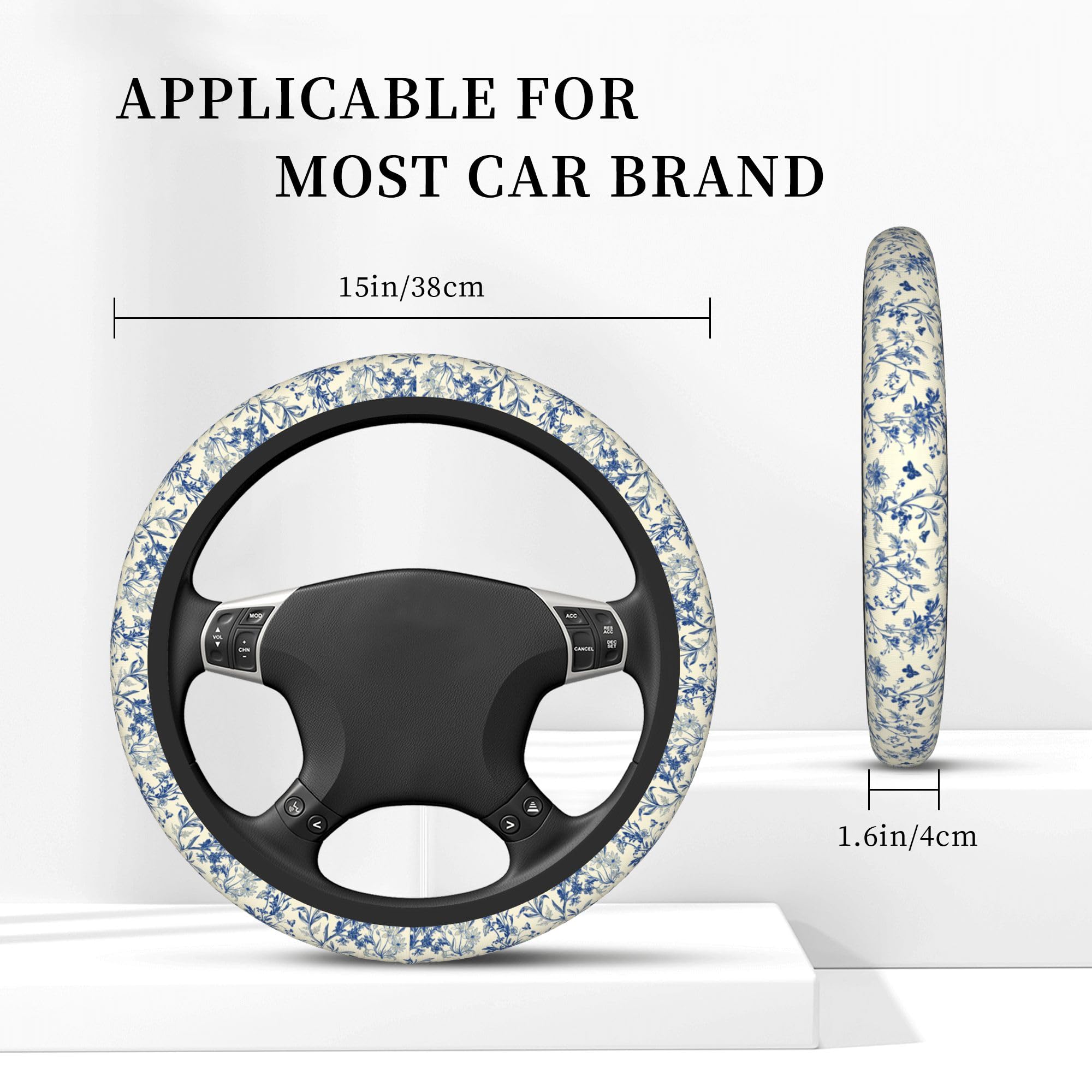 BzcjLyhbZ Floral Cute Steering Wheel Cover easy installation for a quick interior upgrade.