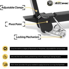 Ergonomic rubber-handle on Bzcovac Flywheel Turner for comfort