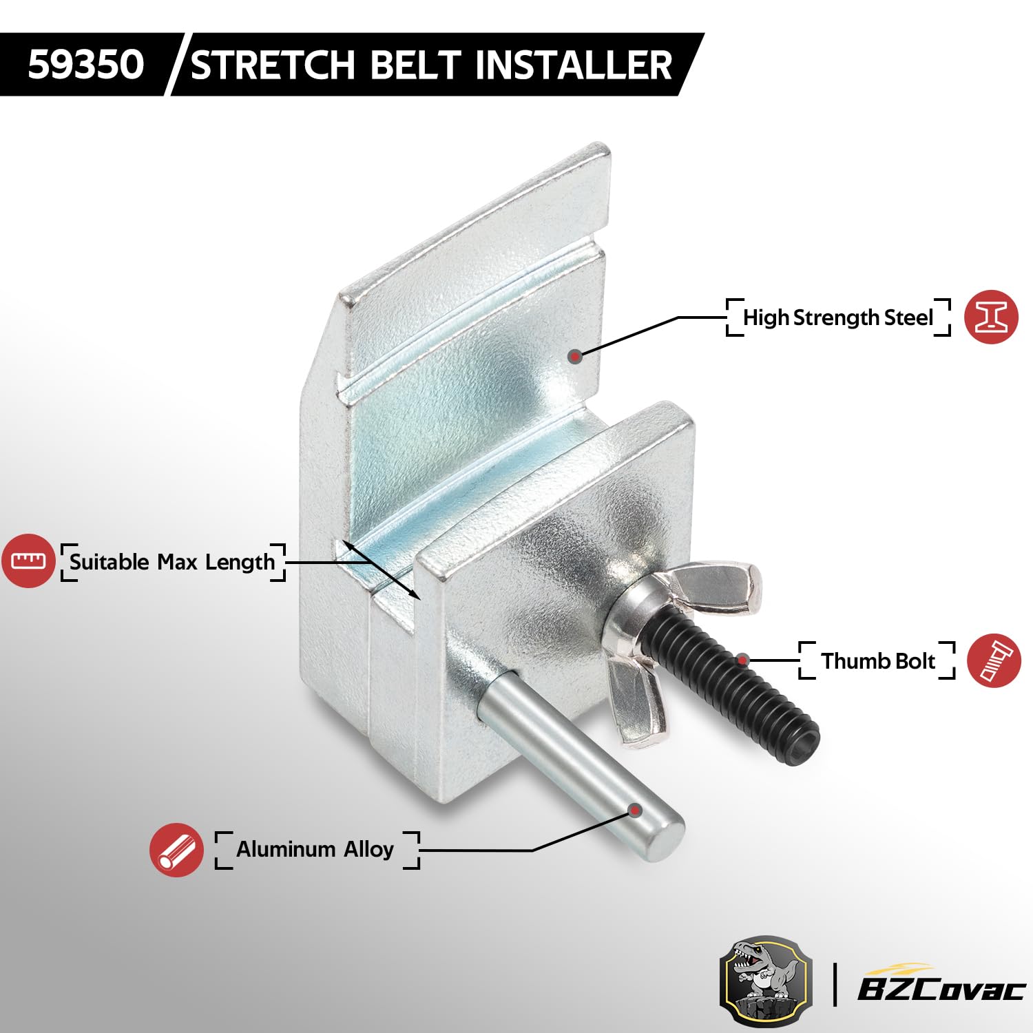 Bzcovac 59350 ergonomic-grips reduce fatigue during belt installation.