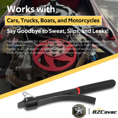 Bzcovac flywheel-turner tool stabilizes the flywheel during service tasks.
