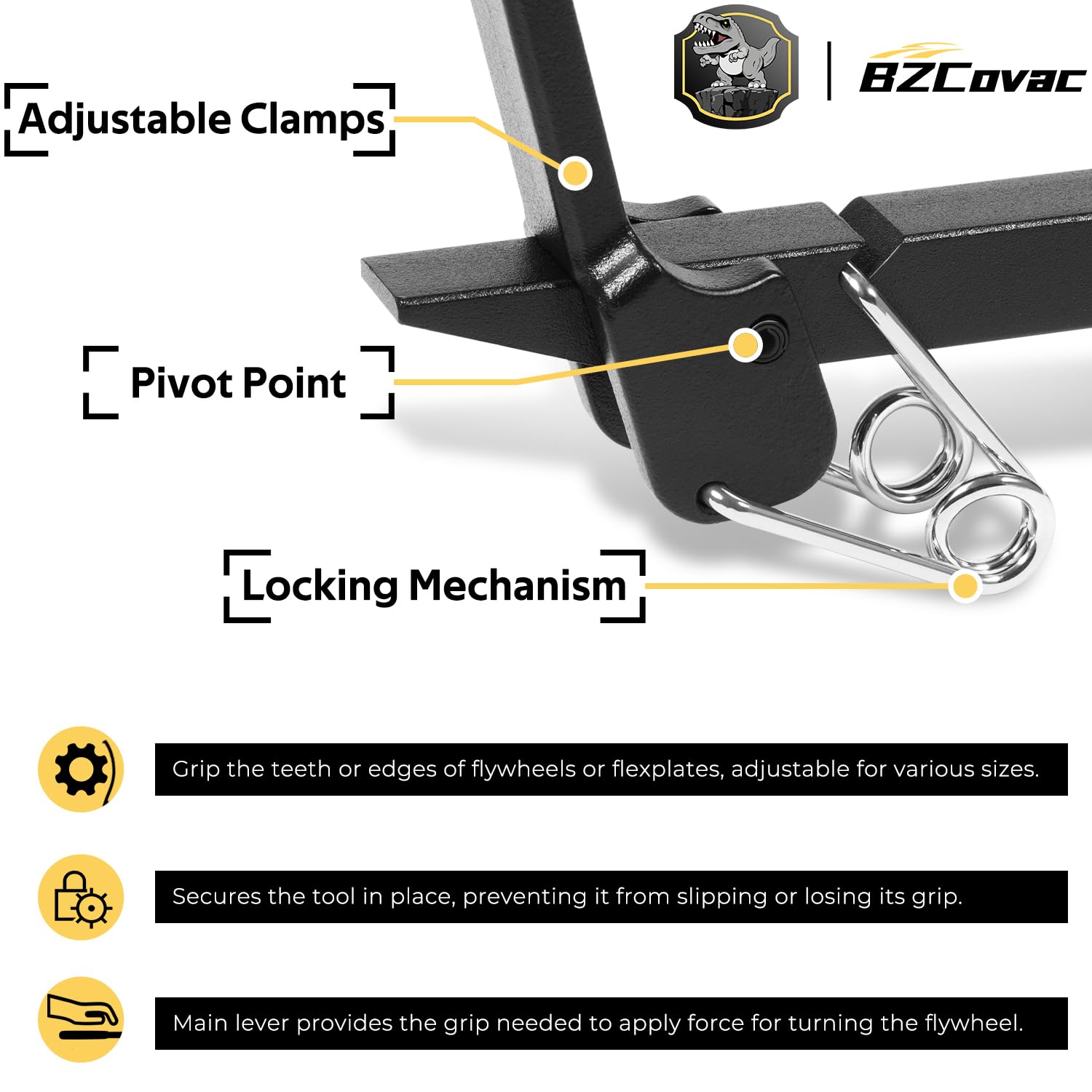 Bzcovac flywheel-turner adapts to multiple flywheel sizes with adjustable support.