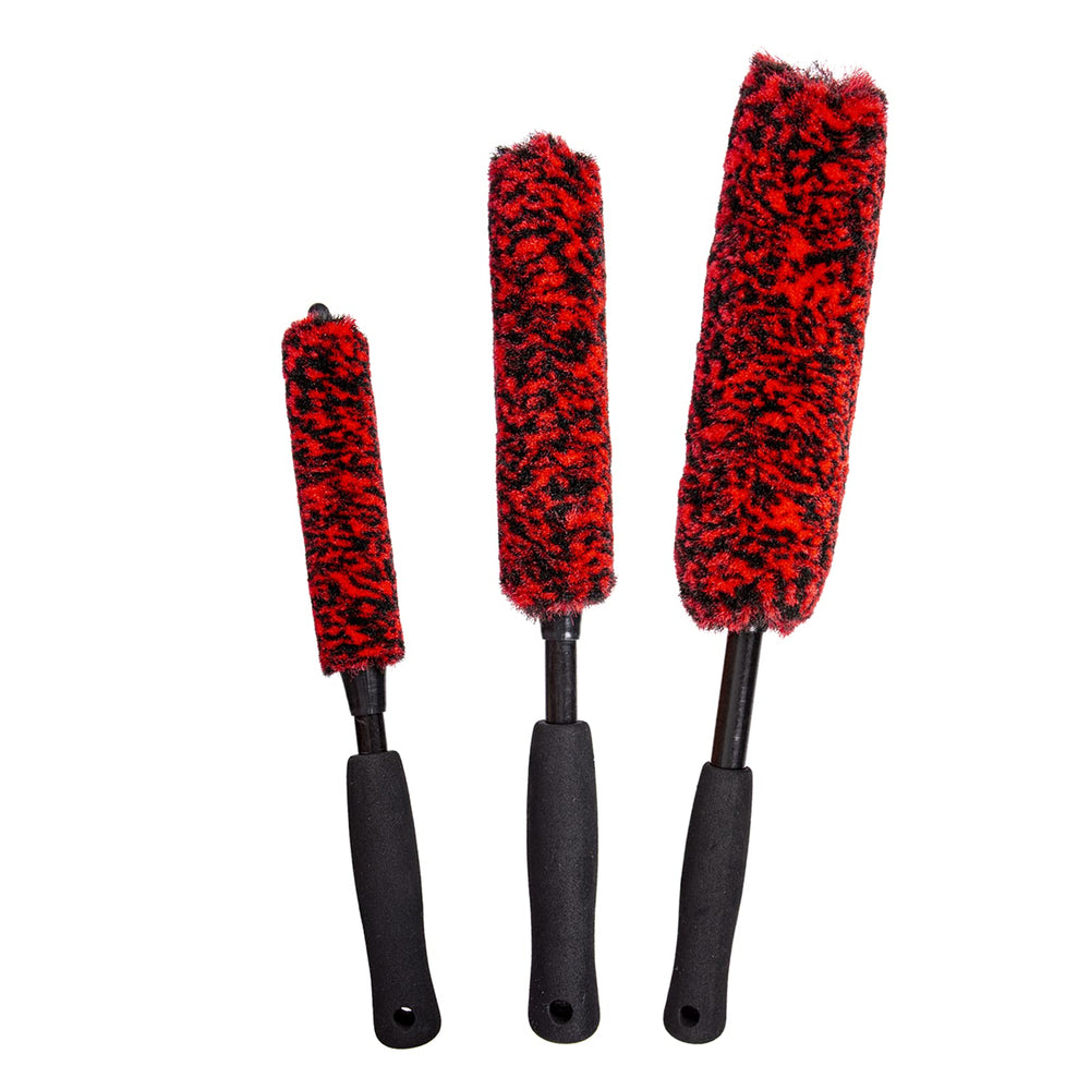 Bzczh metal-free wheel brush closeup, 3-pack set for safe wheel cleaning.