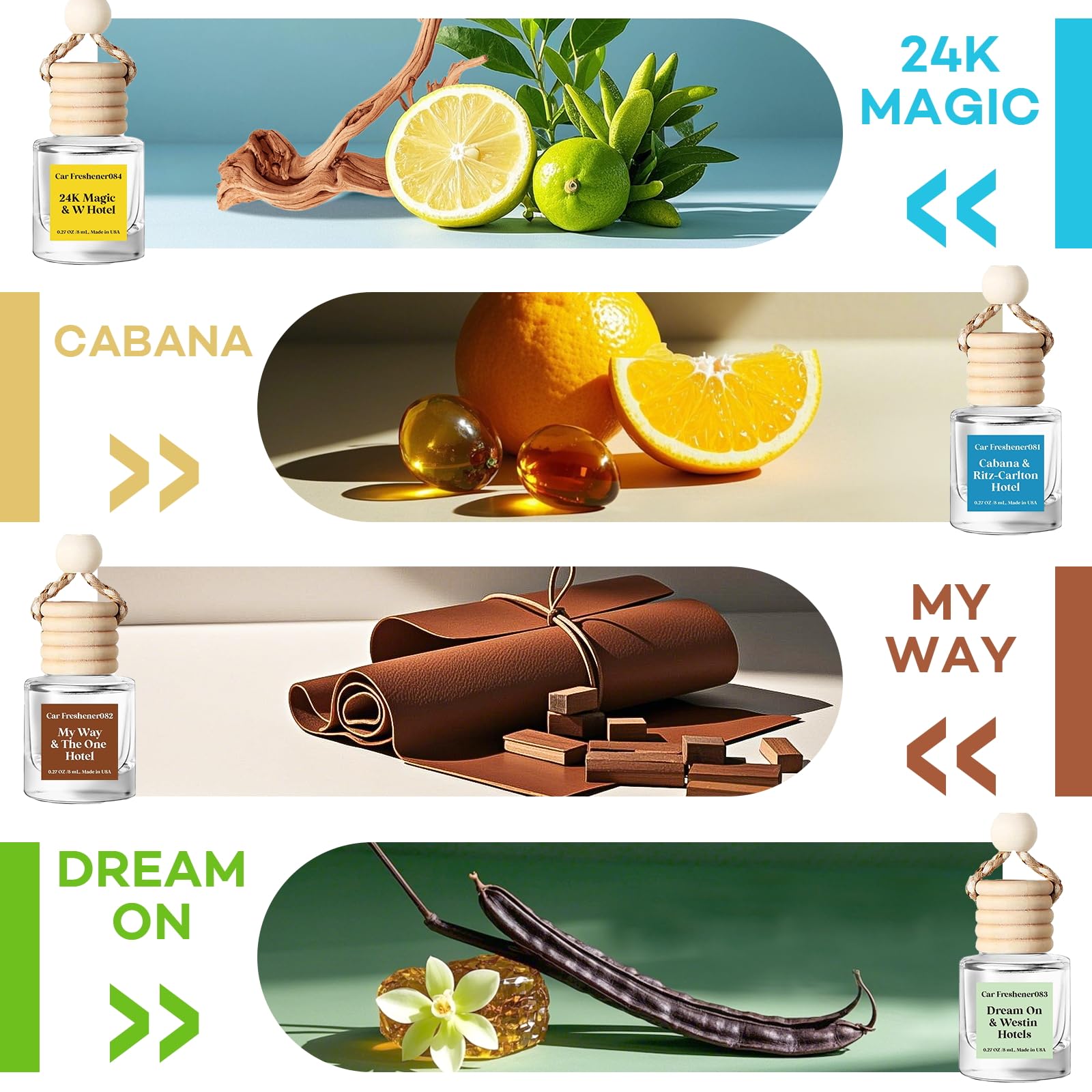 C Classy Dream On and Westin Hotels scent bottle close-up detail