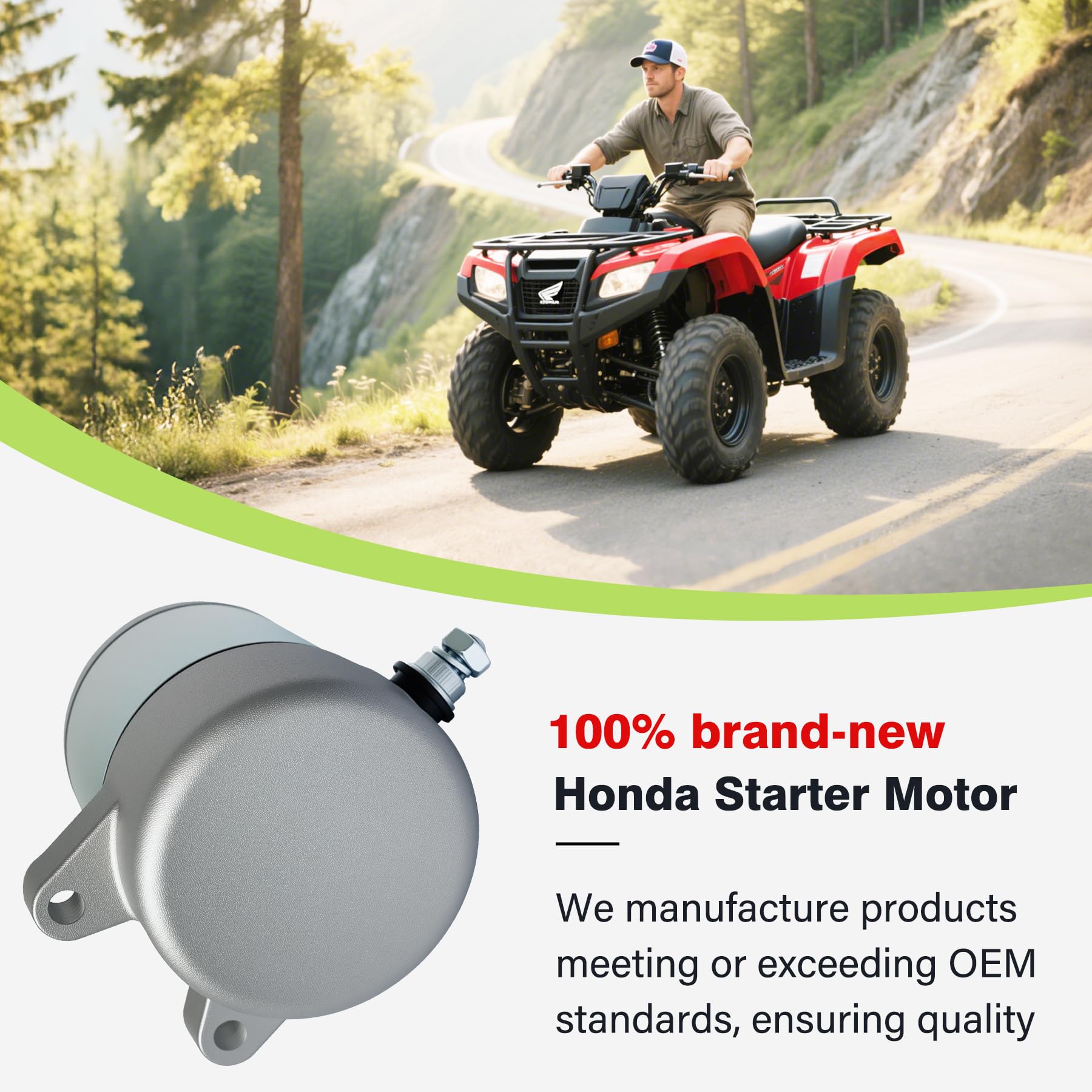 C CLINK starter motor for Honda Rancher 350 coil detail suggests robust performance.