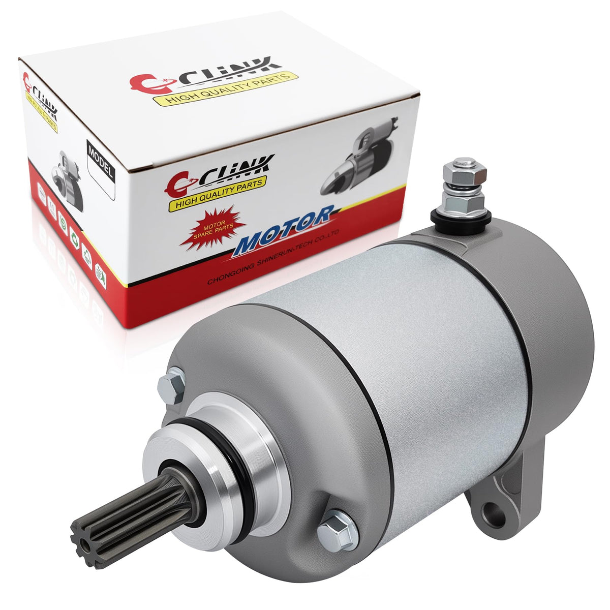 C CLINK starter motor for Honda Rancher 350 front view shows compact design for quick fit.