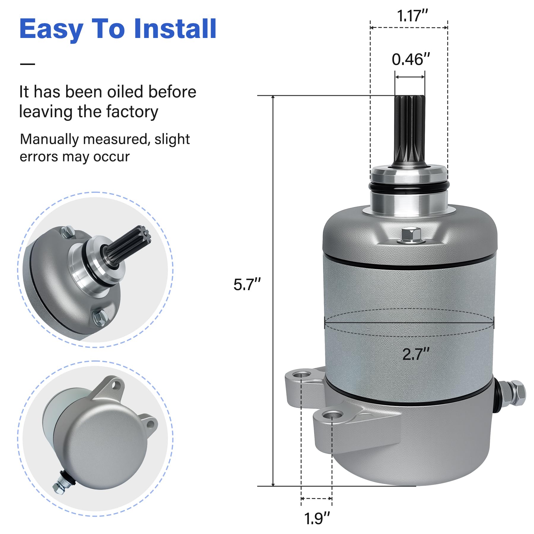 C CLINK starter motor for Honda Rancher 350 side installation view supports easy wiring.