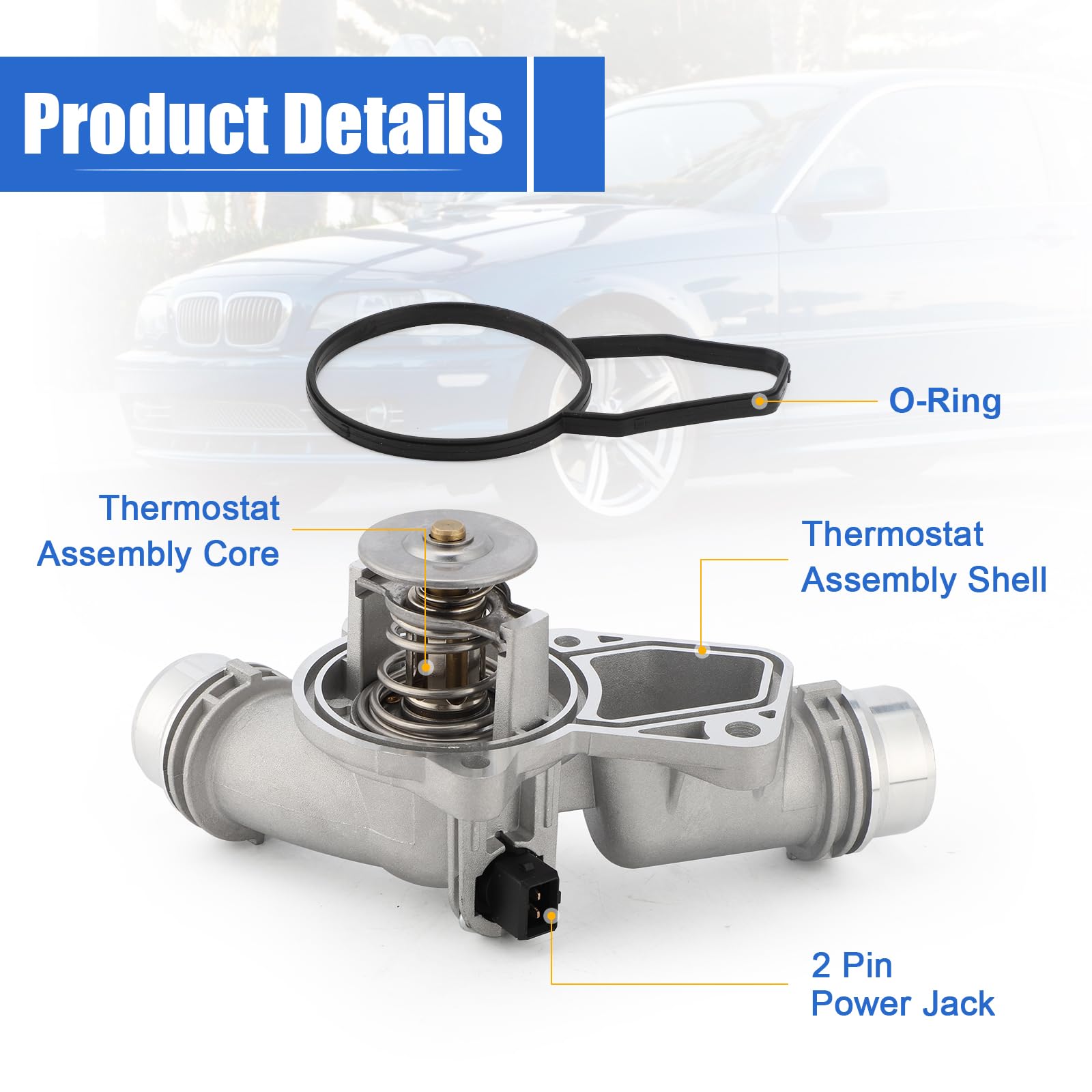 C-Tzu BMW thermostat housing engine bay ready for installation.
