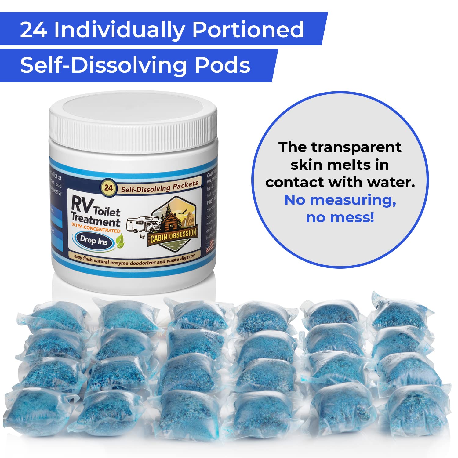 Odor elimination visuals with fresh laundry-like scent in RV.