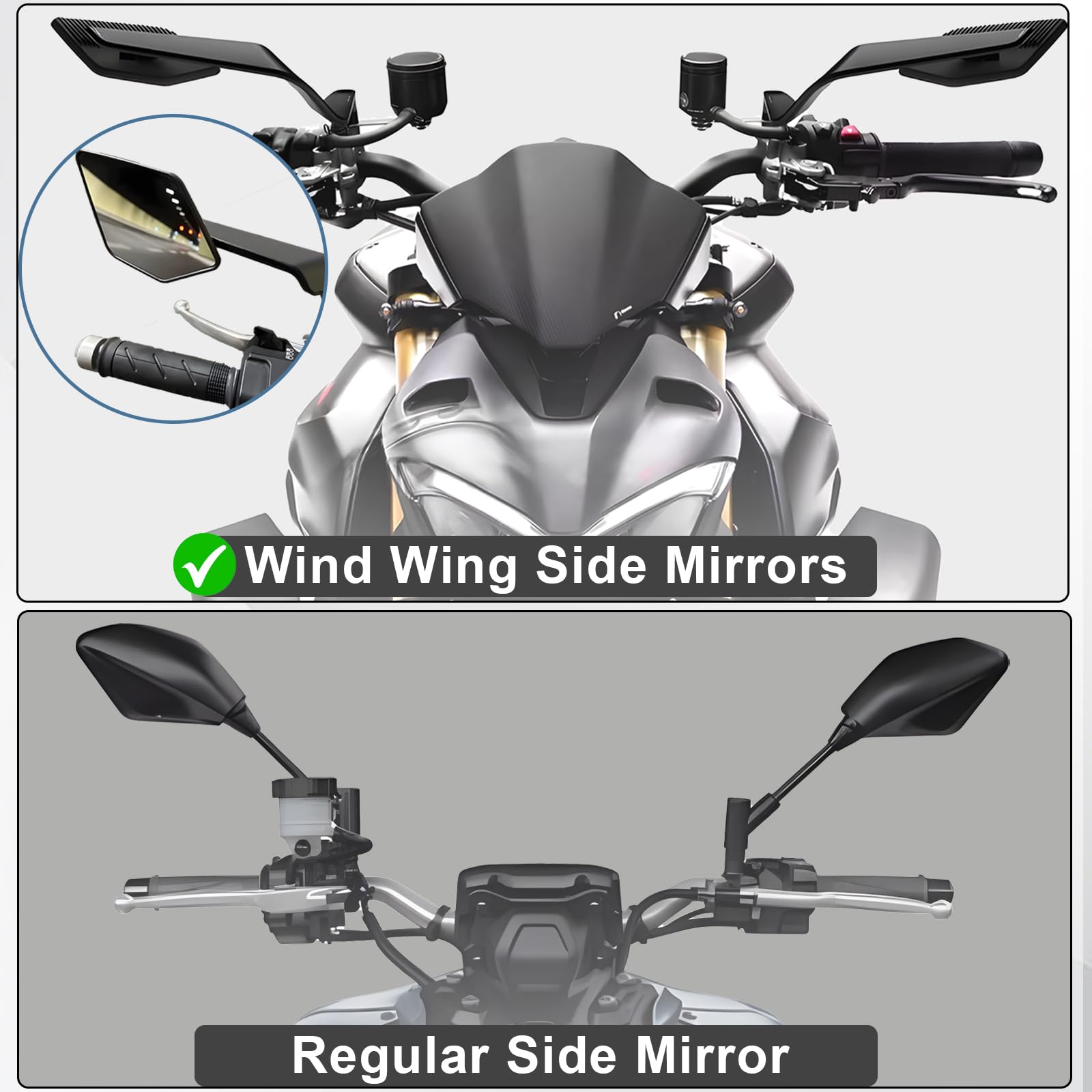 Caboriallan aluminum shell motorcycle mirror highlighting durability and weather resistance.