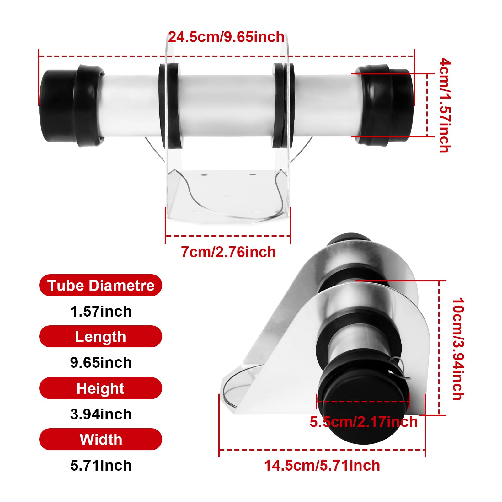 Cabtherlyn aluminum trailer doc holder with end caps for tight seal.