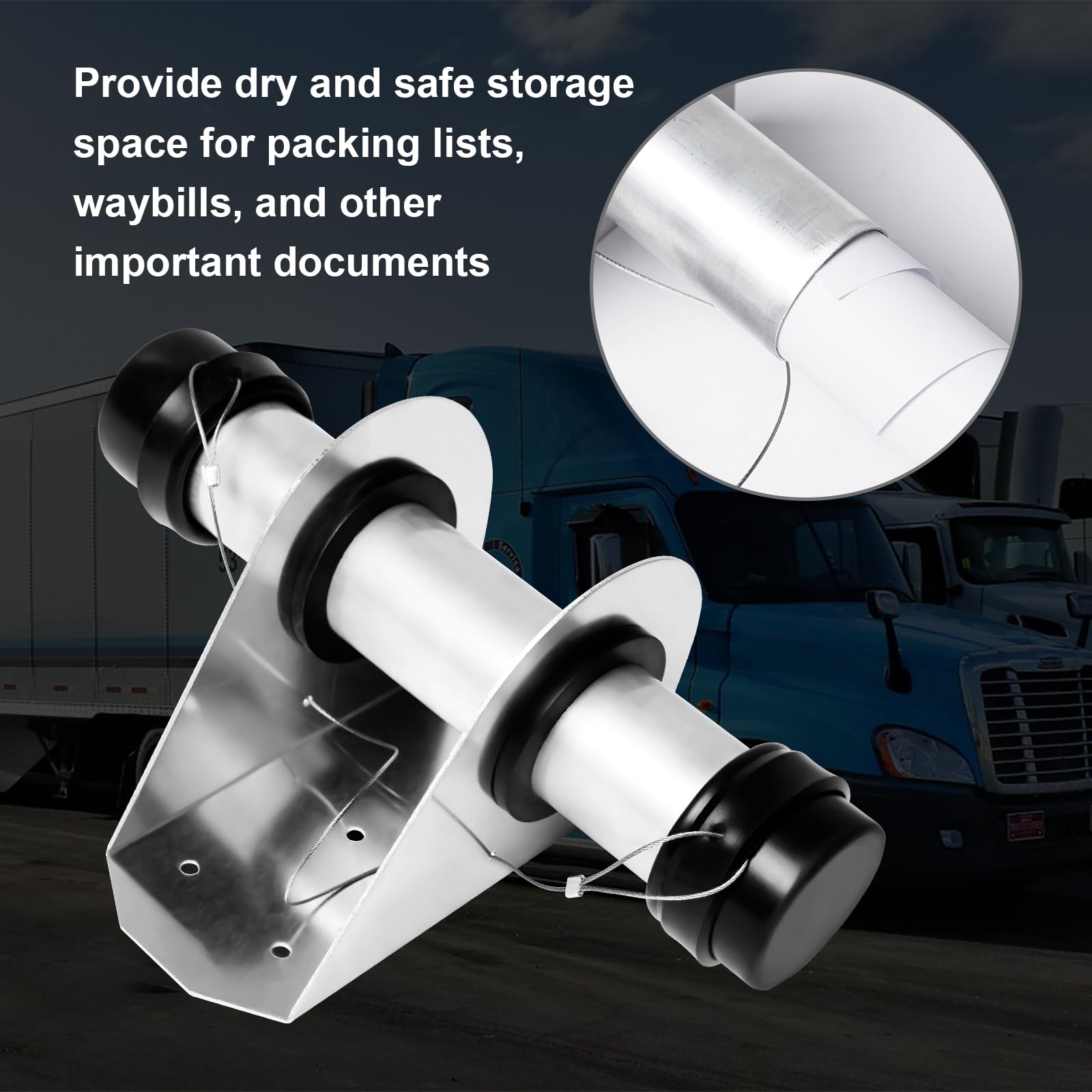 Cabtherlyn tube-style document holder 1-5/8 inch fits trailers.