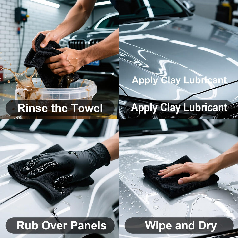CACHIL clay towel showing microfiber edge for precise one-pass cleaning.