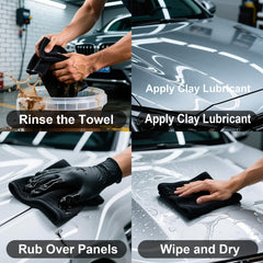 CACHIL clay towel showing microfiber edge for precise one-pass cleaning.