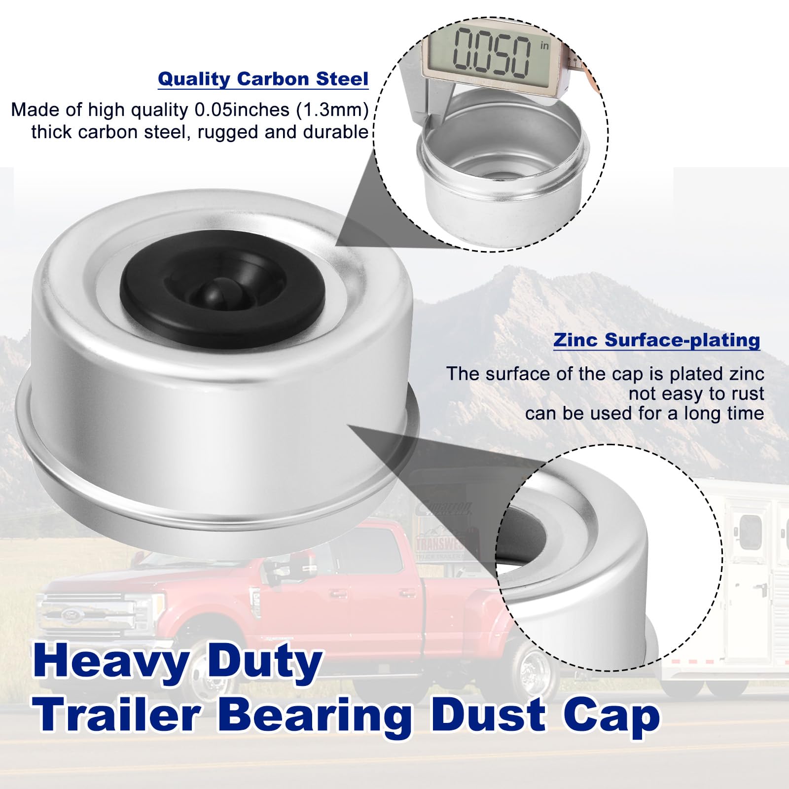 CAETOUNG 2.72-inch dust cap protects standard trailer hubs