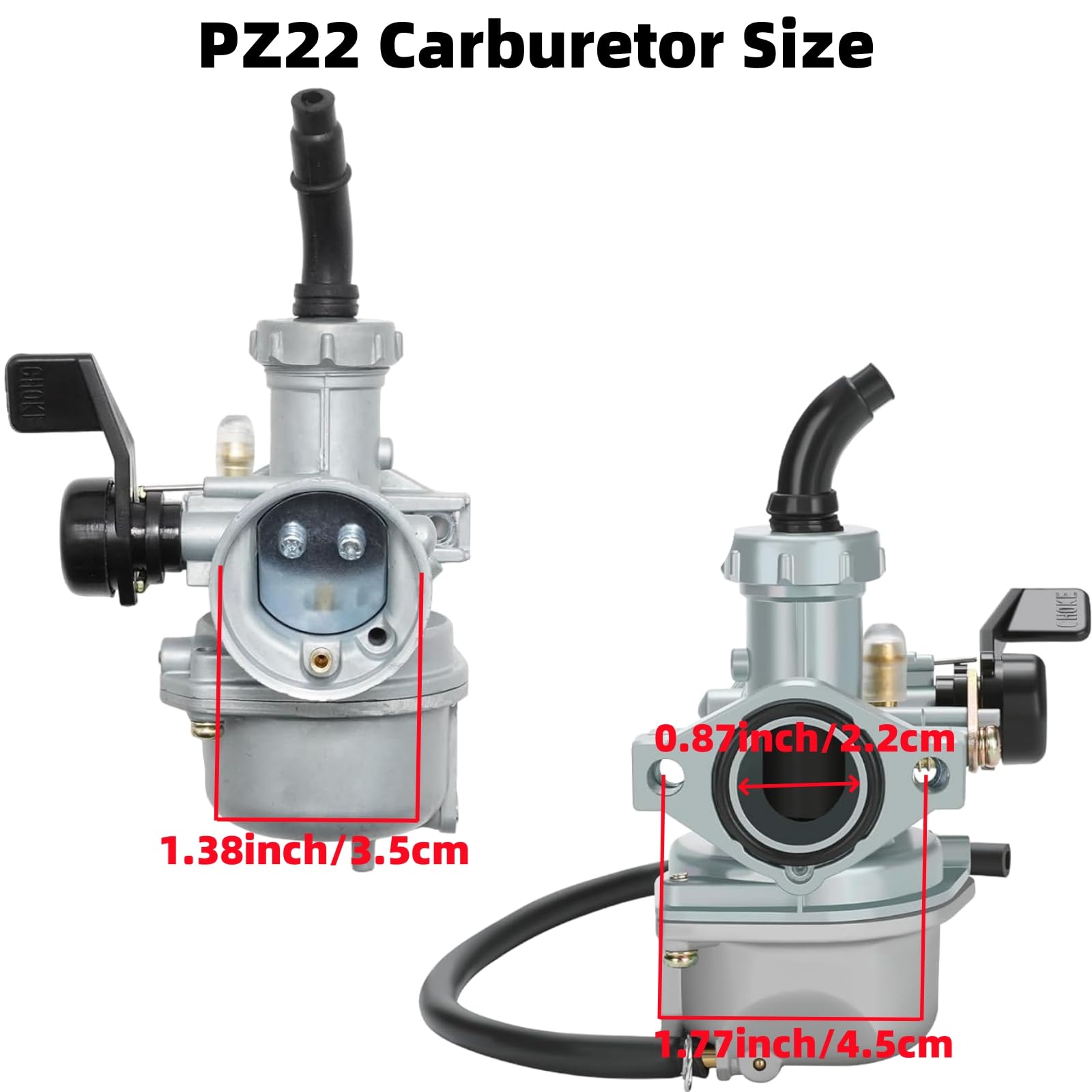CAFEZAYO PZ22 carburetor side view highlighting sturdy construction