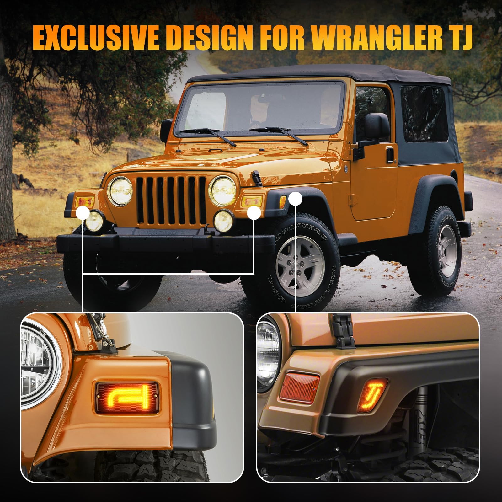 CAFOPAR TJ lights with IP67 waterproof design withstands rain and mud.