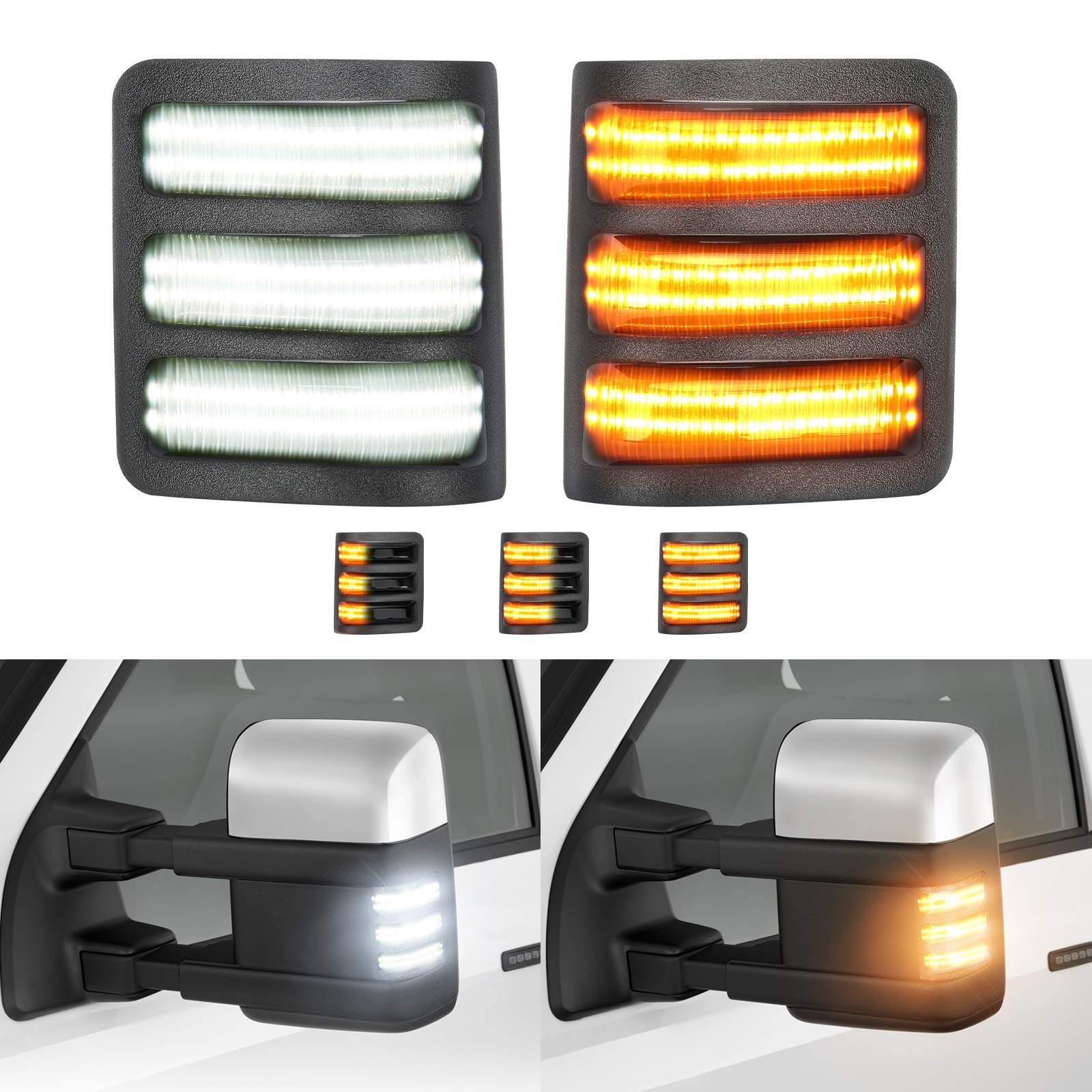 CAFOPAR Switchback amber turn signal mirror lights for Ford F-Series trucks.