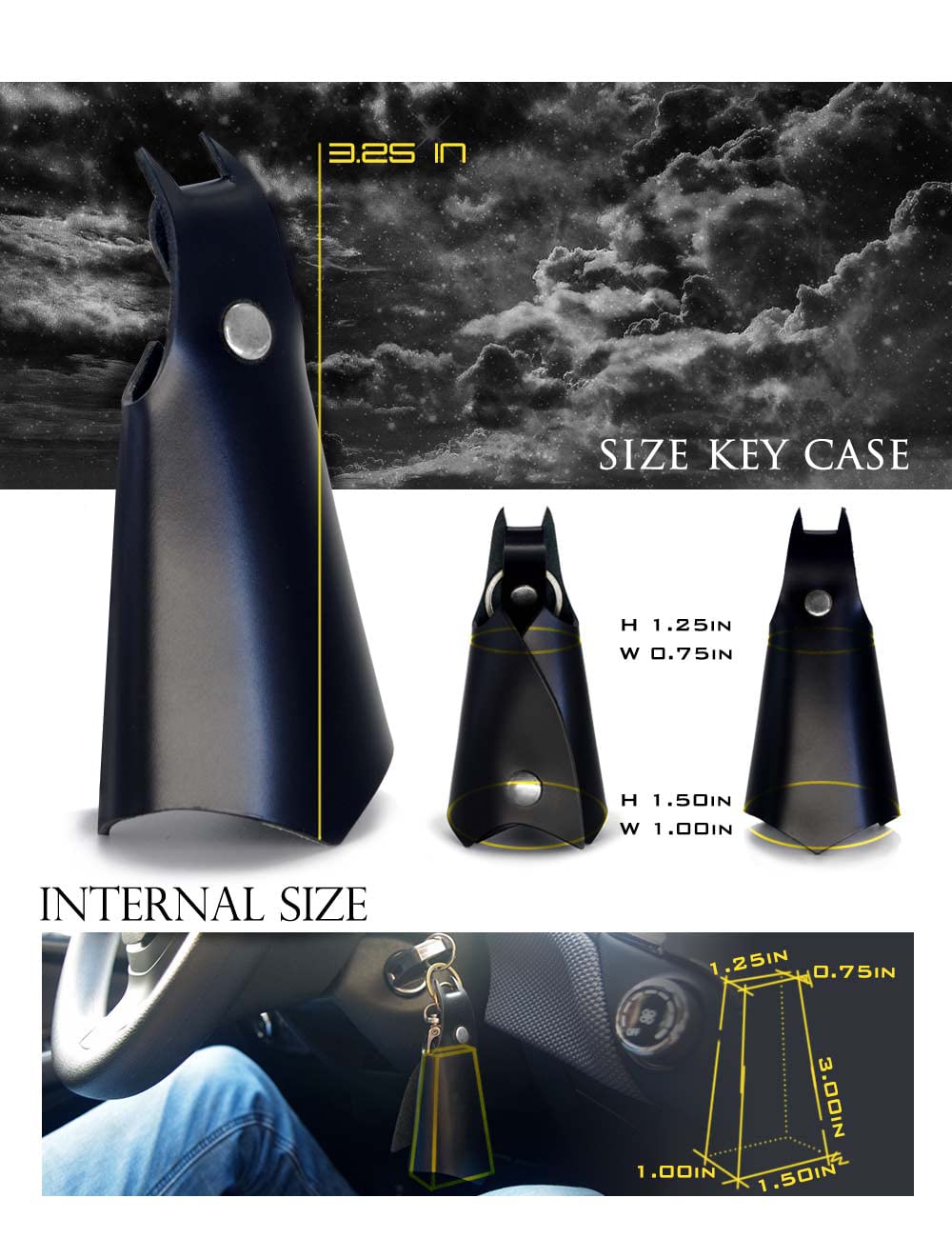 CAILLU Leather Bat Keychain suitable for BMW fob and other car keys.