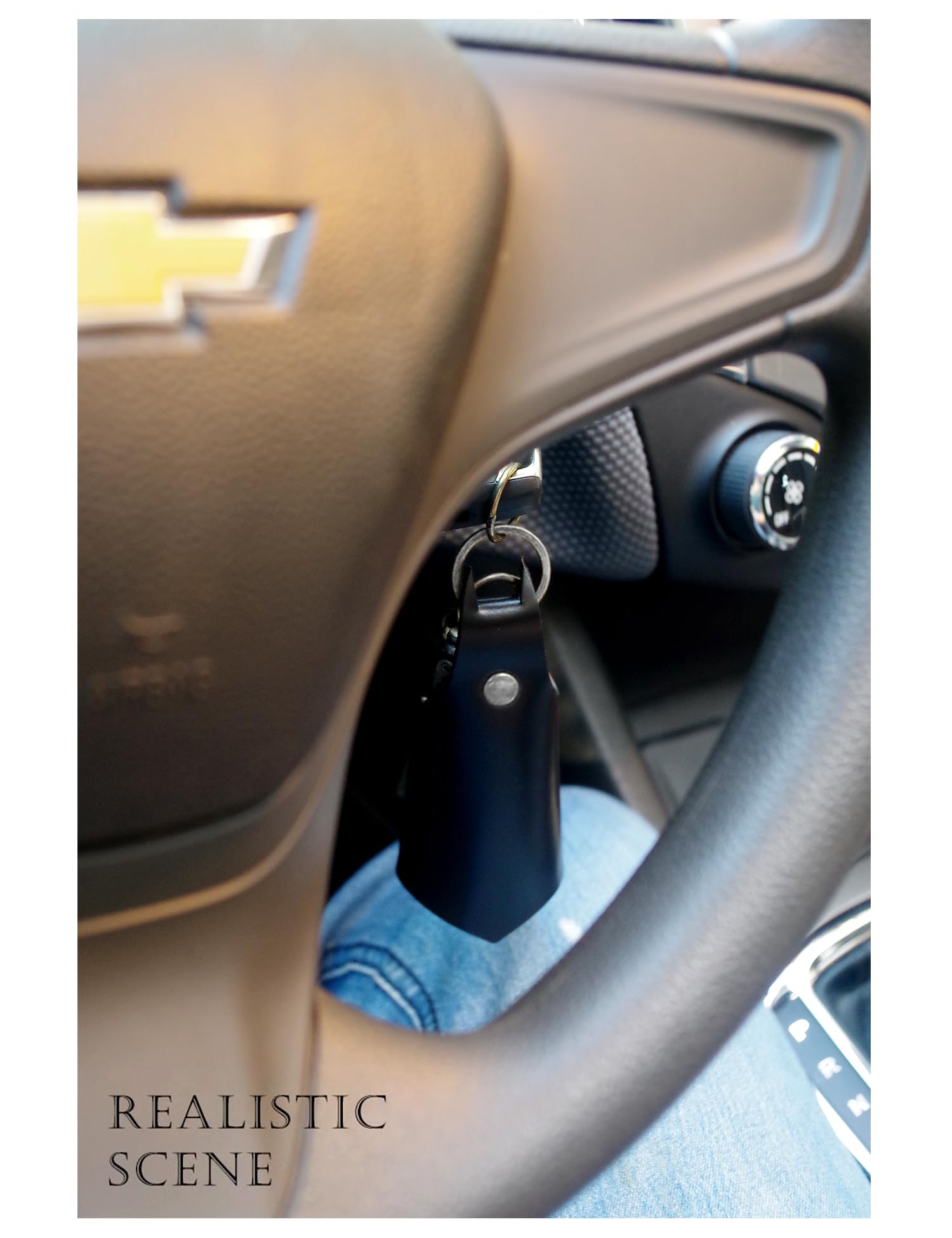 CAILLU Leather Bat Keychain side view with belt clip for hands-free access.