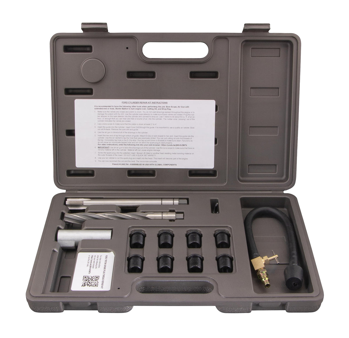 Cal-Van Tools 38900 kit overview for Ford Triton engines, quick spark plug thread repair.
