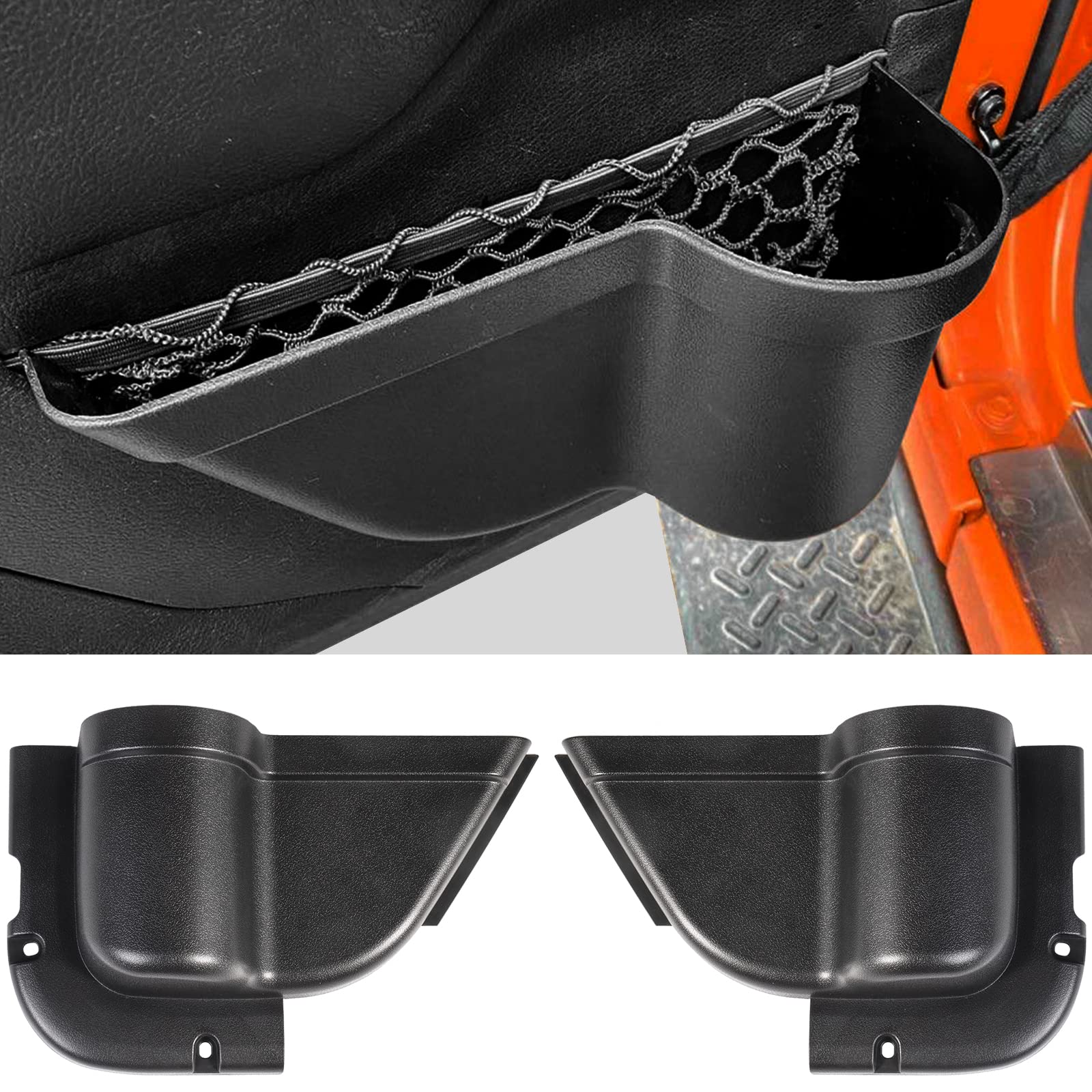 CALBEAU front door pocket for Jeep Wrangler 2011-2018 JK/JKU adds sturdy door storage.