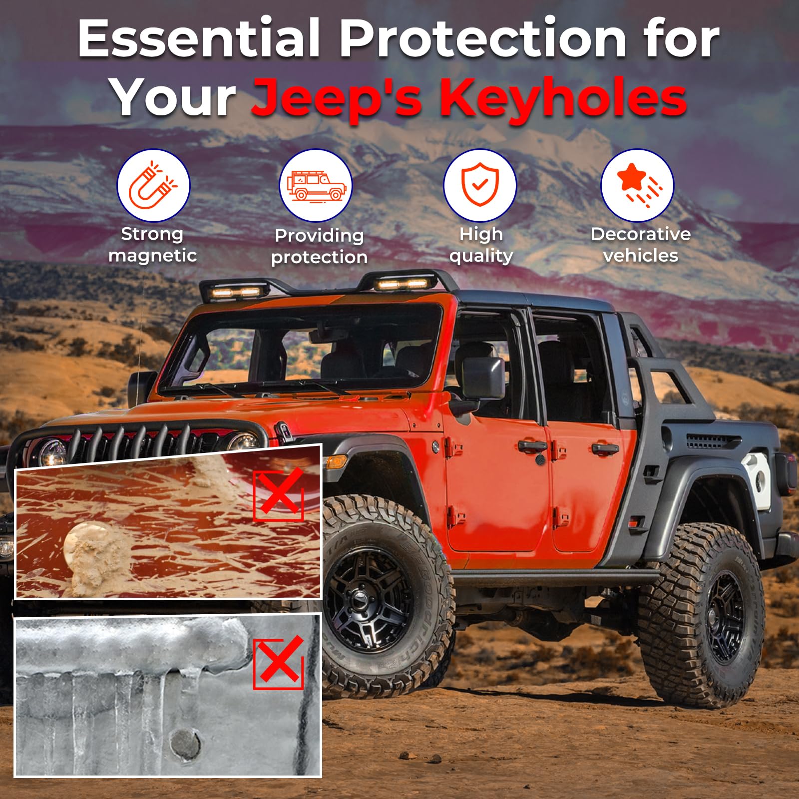CALBEAU keyhole cover rear tailgate protects lock from dust and mud on Jeep JK