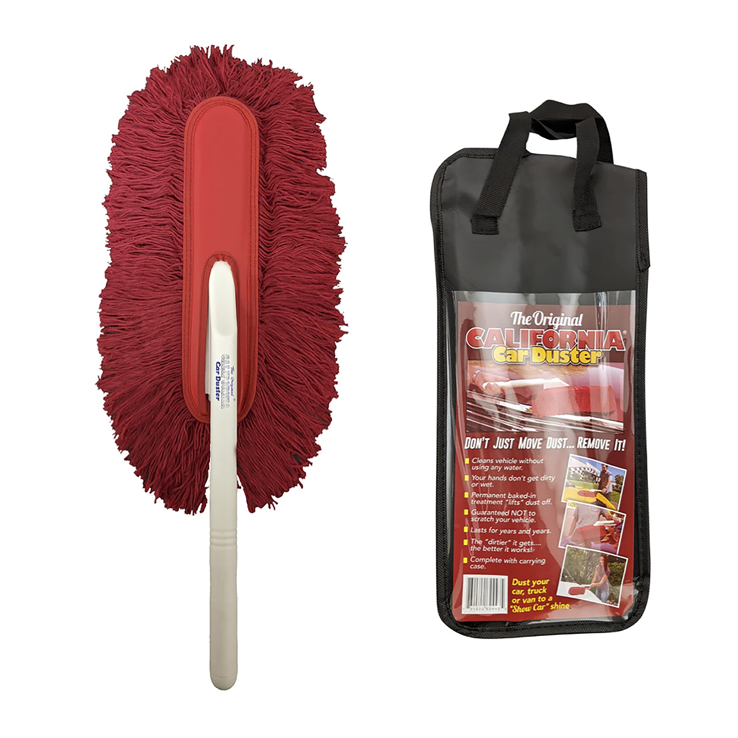 California Car Duster with plastic handle showing safe, scratch-free dusting.
