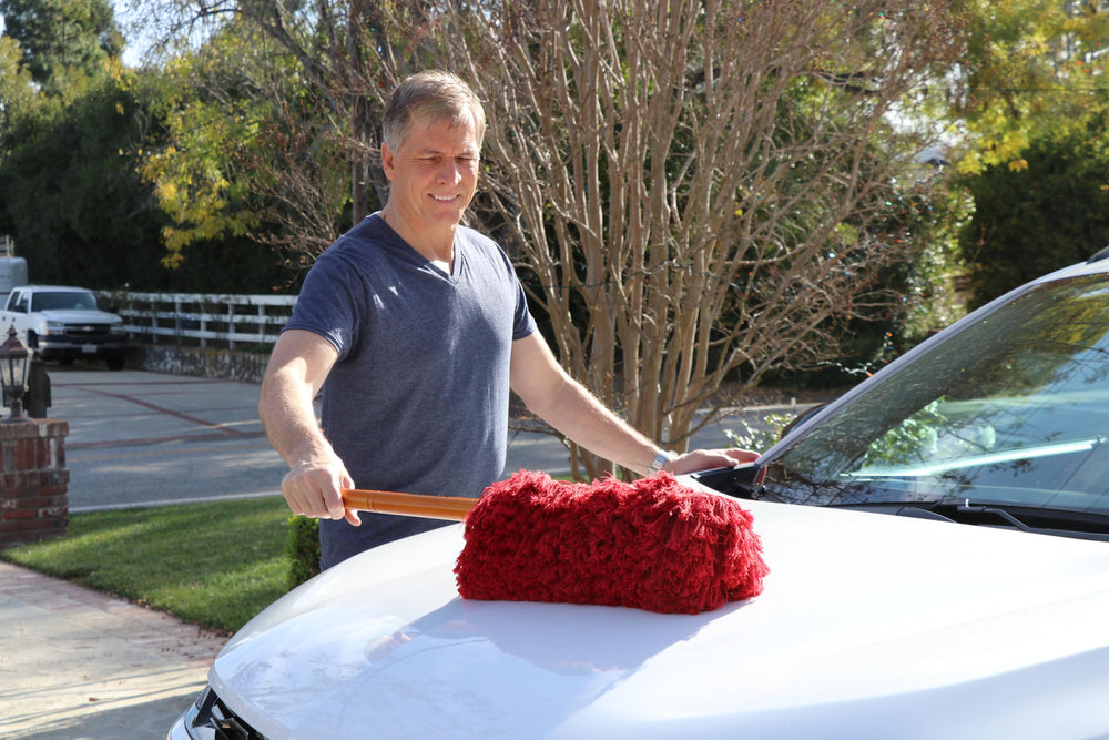 California Car Duster Super Duster wraparound mop cleans large surfaces with contact