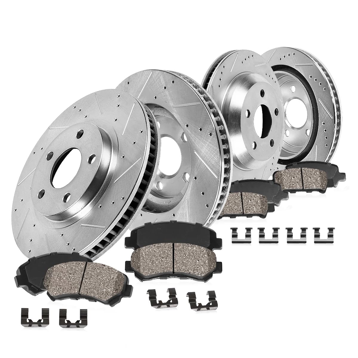 Callahan Brake Parts front drilled and slotted rotors enhance Malibu cooling and braking.