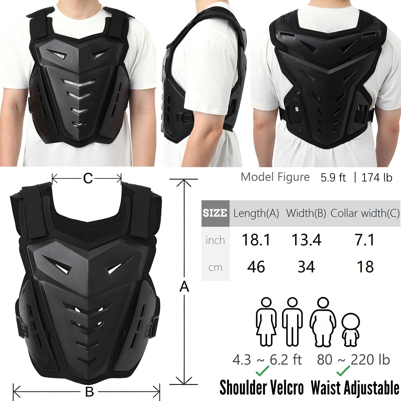CALOPET Light Upgrade Chest Armor back view emphasizes sturdy outer shell and back protection.