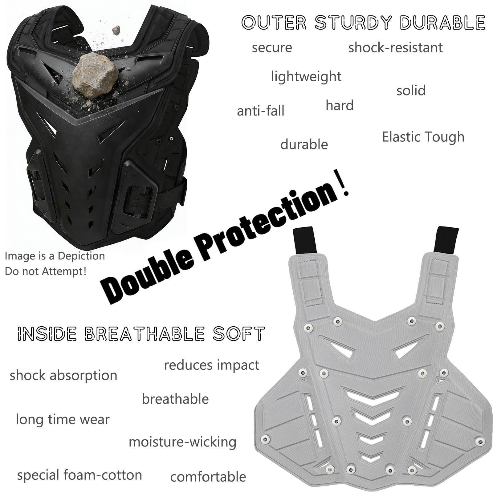 CALOPET Protective vest on rider for dirtbike, street, and off-road use.