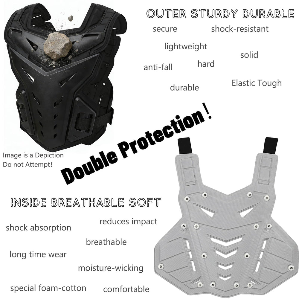 CALOPET Protective vest on rider for dirtbike, street, and off-road use.