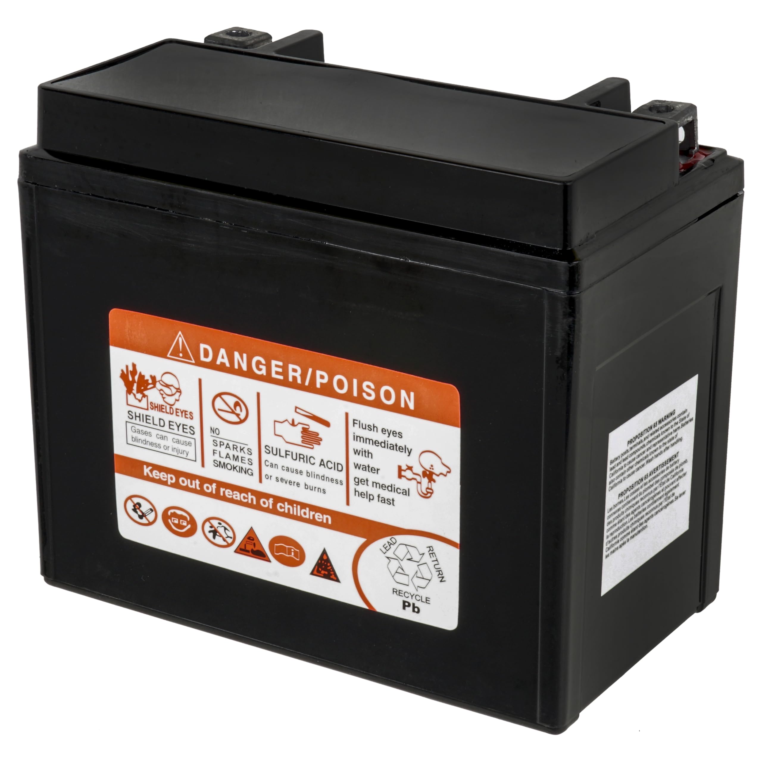 Caltric AGM battery side profile fits compact ATV compartments