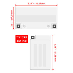 Caltric AGM battery Polaris Sportsman 500 side view, compact and mount-friendly.