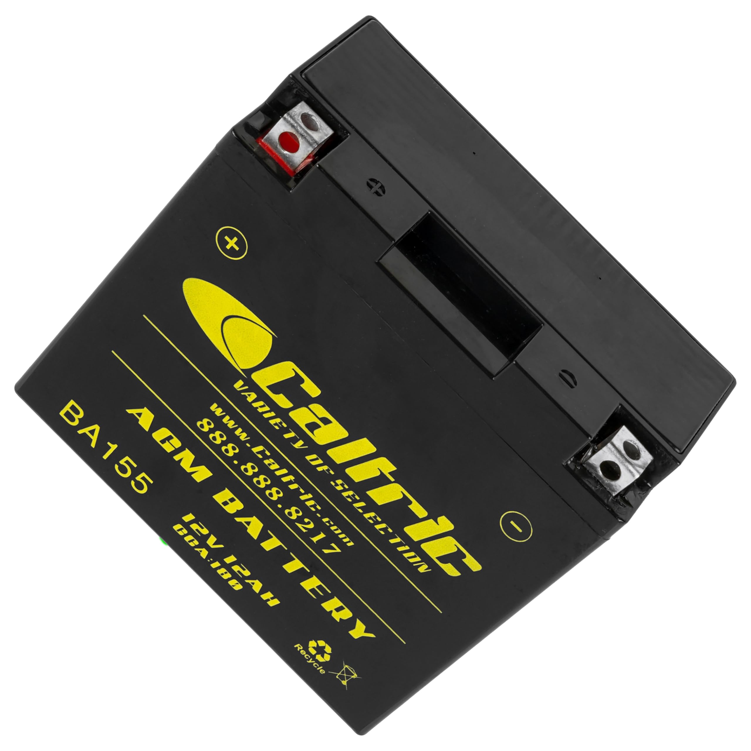 Caltric AGM battery adjacent to Yamaha XVS1100A reveals dependable power option.