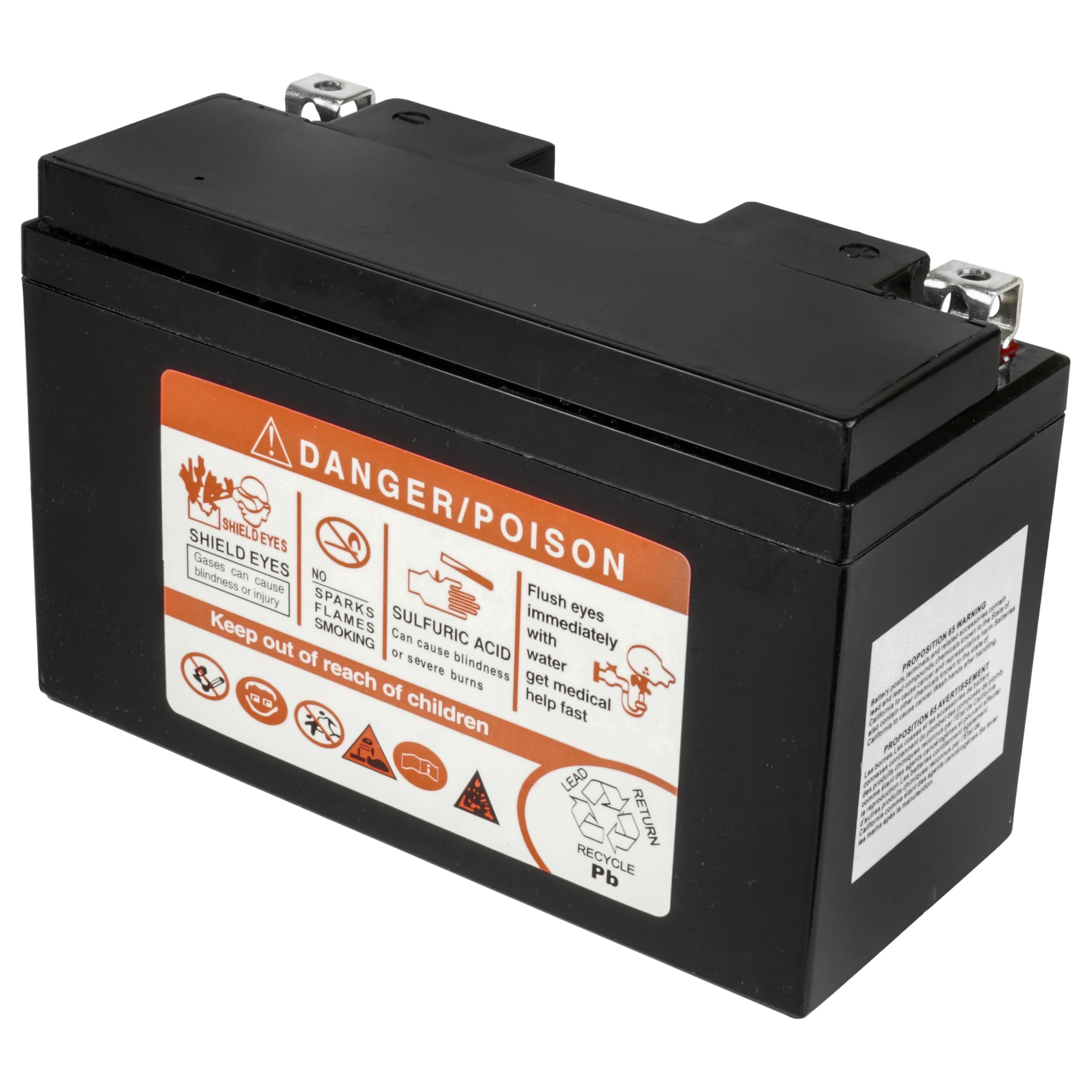 Caltric AGM battery top label highlights maintenance-free design