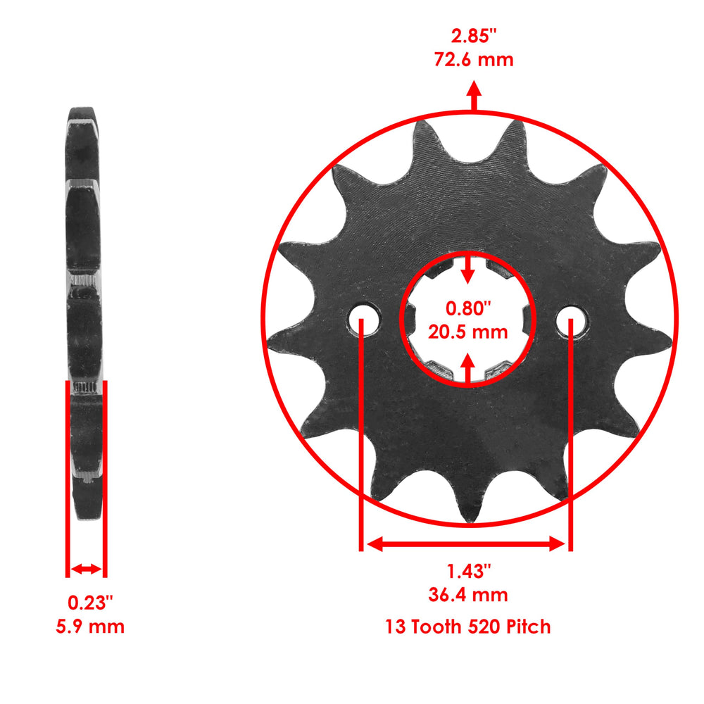 Caltric drive chain closeup with red finish highlights durability and visibility.