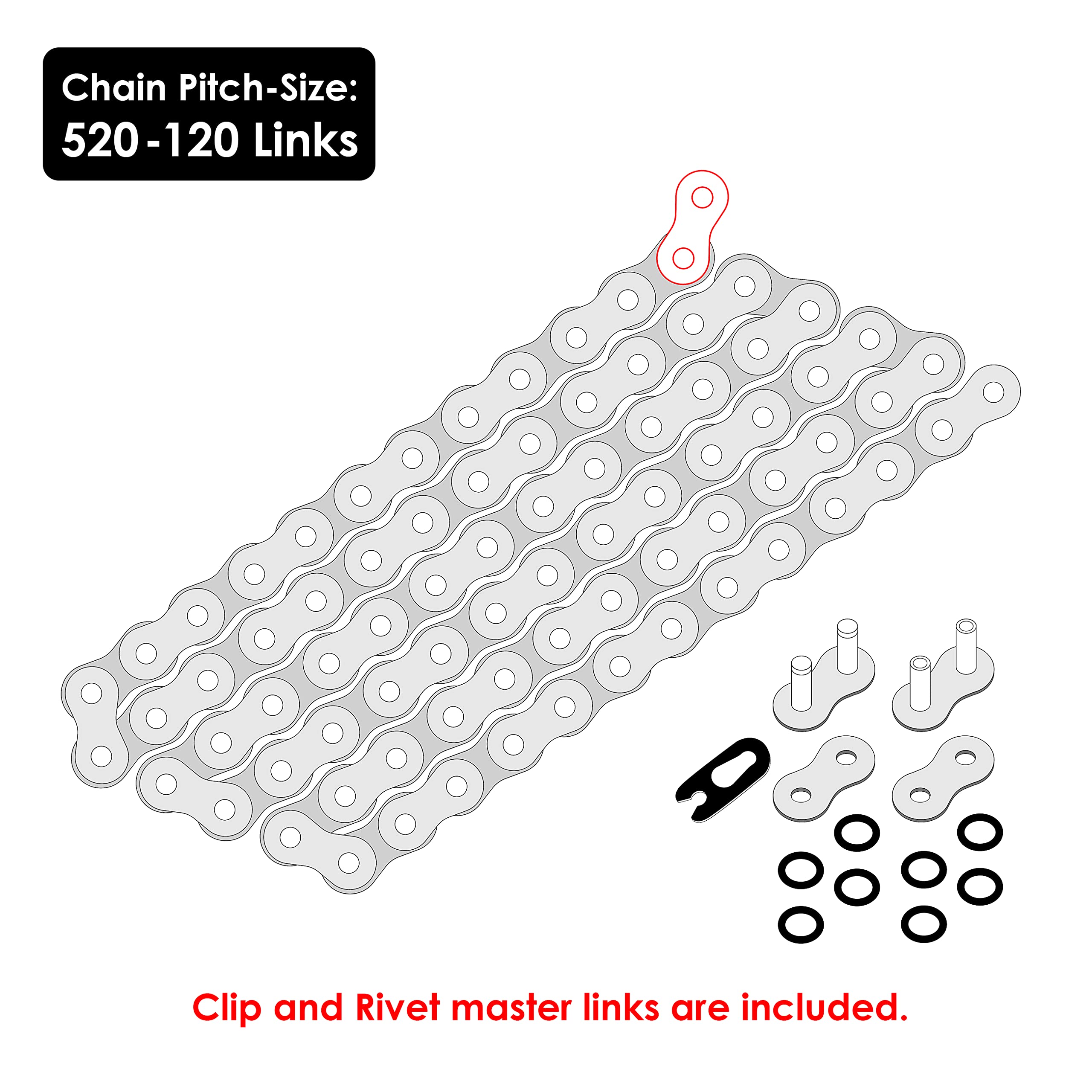 Caltric red O-ring drive chain rear sprocket for Honda TRX improves longevity and performance.
