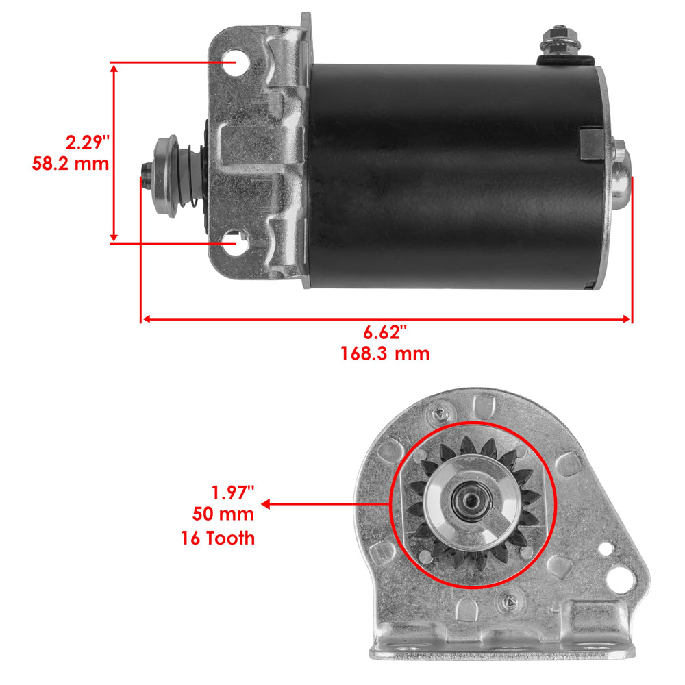 Caltric starter with 16-teeth steel gear for durable, smooth engagement.