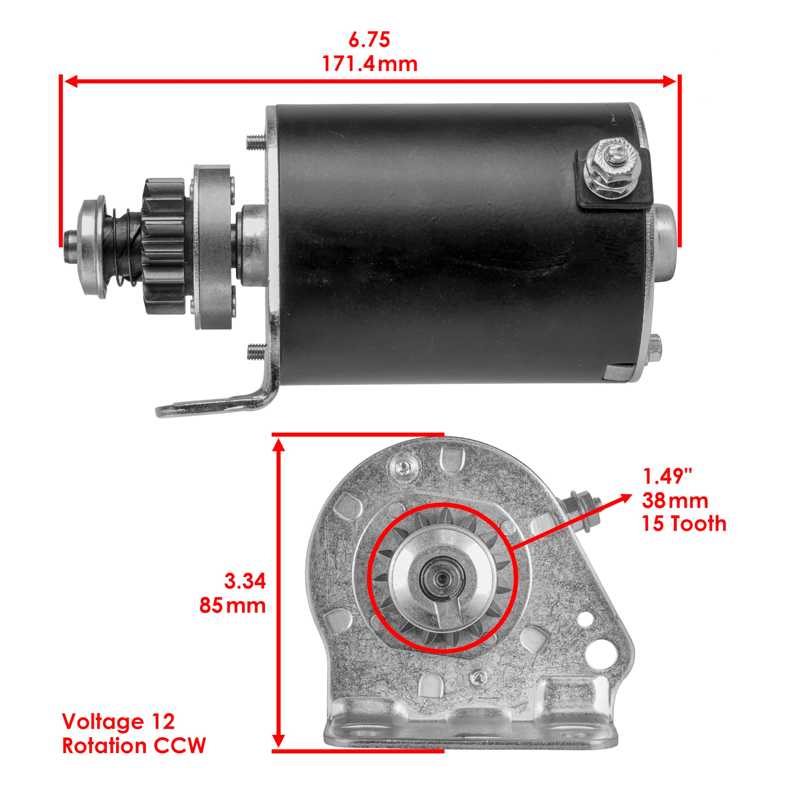 Close-up of 15-tooth steel gear on Caltric starter for E170
