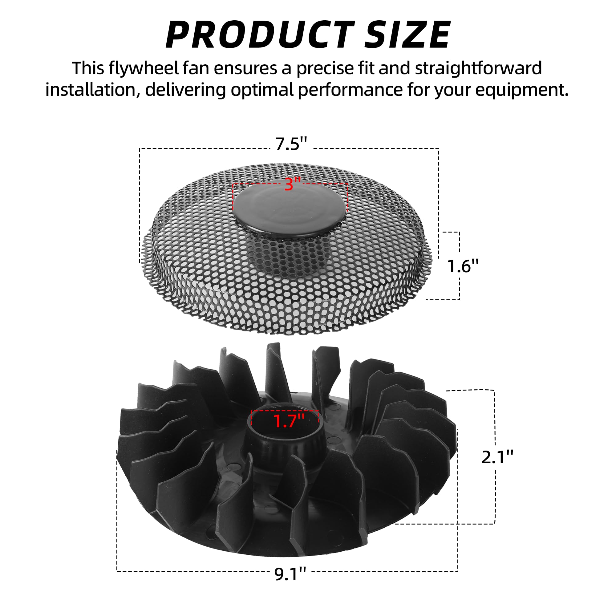Calvana lawn mower fan assembly demonstrates precise fit and quick installation.