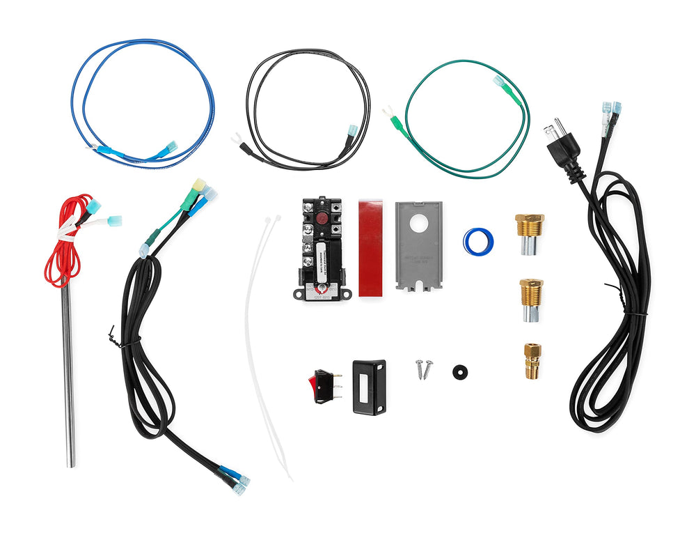 Camco 11773 hybrid heat kit assembly heats RV water on demand.