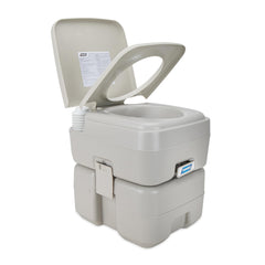 Camco 5.3-gallon portable toilet ready for camping trips and RVs.